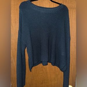 Navy Blue Cropped Sweater